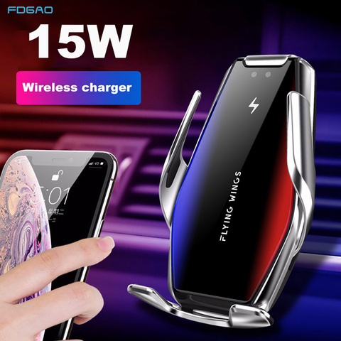 Cargador de coche inalámbrico Qi de 15W y 10W soporte de montaje de salida de aire de carga rápida para iPhone 11 Pro XS XR X 8 Samsung S20 S10 ► Foto 1/6