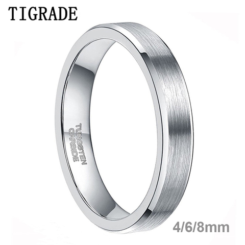 Tigrade-Anillo de plata cepillada para hombre y mujer, Anillos de Carburo de Tungsteno DE BODA Unisex de 4/6/8mm, envío directo ► Foto 1/6