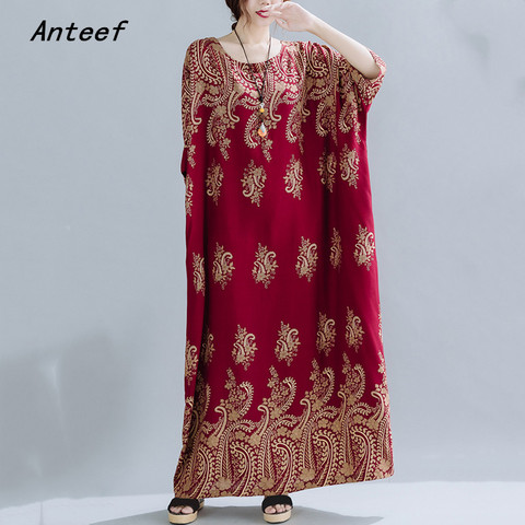 Vestido de satén de algodón de talla grande para mujer, ropa vintage floral, informal, holgado, largo, para el sol y la playa, verano, 2022 ► Foto 1/6