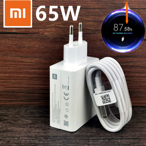 Original Xiaomi cargador 65W carga Turbo de la UE GaN adaptador QC 4,0 carga rápida Redmi Nota 9 Pro 10 K30 5A Cable de carga de MI 11 10 ► Foto 1/6