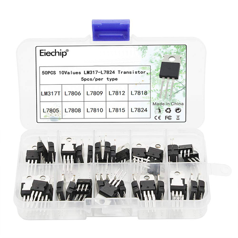 LM317T L7805 L7806 L7808 L7809 L7810 L7812 L7815 L7818 L7824 Kit de surtido de transistores valor 10*5 uds 50 Uds regulador de tensión de la Caja ► Foto 1/2