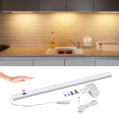 Lámpara de barra de luz LED con Sensor de movimiento para el hogar, luces LED de CA de 220V a CC de 12V, con enchufe europeo, para armario y cocina ► Foto 1/6