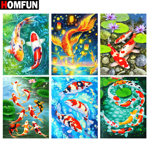 HOMFUN-Pintura de diamantes redondos cuadrados 5D, artesanías con motivo ambiental, bordado de diamantes completo, 