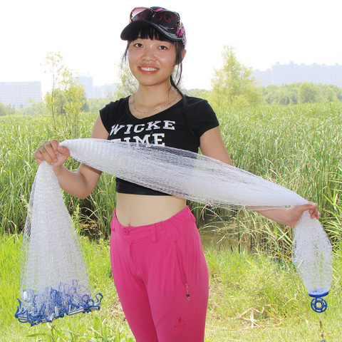 Lawaia-red de pesca de hierro colgante de malla pequeña, red de lanzamiento manual para pescar de 2,4-7,2 m de diámetro, redes de moldeo a mano americanas ► Foto 1/5