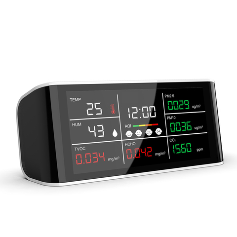 Medidor de CO2 portátil DM69, PM2.5, PM10, HCHO, TOVC, Detector infrarrojo de temperatura, NDIR, analizador multifuncional de calidad del aire ► Foto 1/5