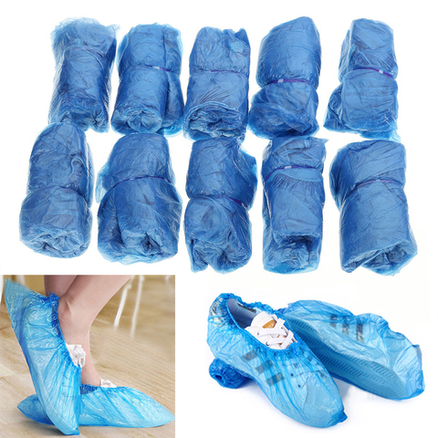 100 unids/lote, cubre botas impermeables de plástico contra la lluvia, cubiertas desechables para zapatos, cubiertas para zapatos de Hospital, Kits para el cuidado de los zapatos, Drop Shiping ► Foto 1/6