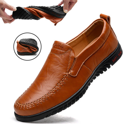 DEKABR hombres Zapatos de cuero genuino de los hombres cómodos Zapatos informales Chaussures pisos hombres Slip On Zapatos perezosos Zapatos Hombre ► Foto 1/6