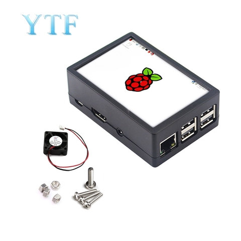 Raspberry Pi se puede instalar con ventilador de refrigeración 2 en 1 CHASIS ABS caja 3B + 3,5 pulgadas visualización pantalla táctil shell ► Foto 1/4
