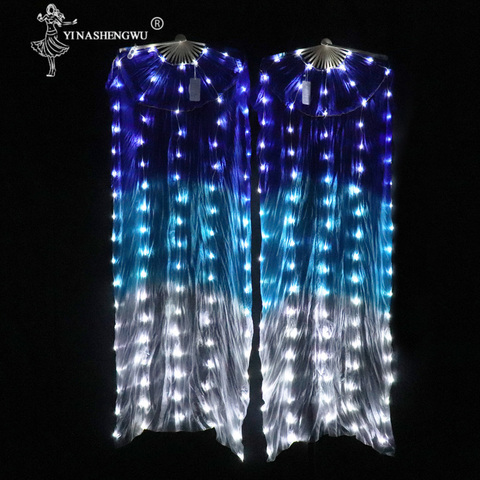 Accesorios de ventilador LED para danza del vientre, ventiladores de seda, luz LED brillante para mujer, 1 par de velo de danza del vientre, accesorios de rendimiento con batería ► Foto 1/6