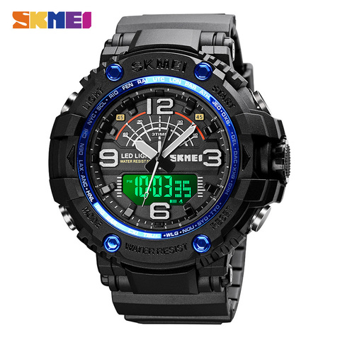 Azul del reloj SKMEI 1617 la marca de luz LED hombres relojes deportivos 5Bar impermeable reloj de cuarzo militar Digital de pulsera montre homme ► Foto 1/6