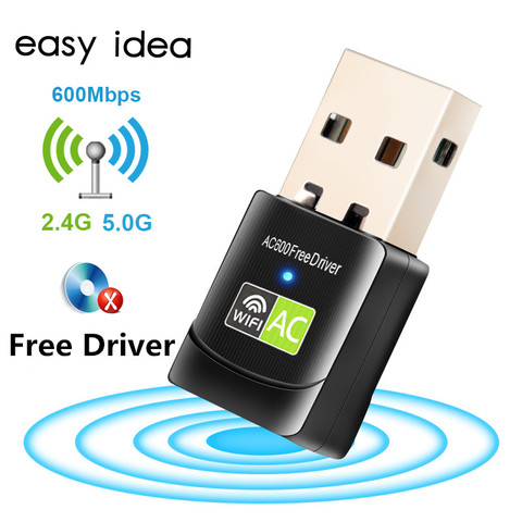 Adaptador usb de wifi para dispositivos electrónicos, dispositivo receptor de señal wifi de velocidad de 600Mbps, con controlador gratuito, 5ghz, lan de transmisión Ethernet, Dongle AC ► Foto 1/6