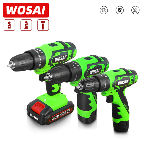 WOSAI-destornillador eléctrico de impacto 12V, 16V, 20V, Taladro Inalámbrico, taladro de impacto, controlador de potencia, batería de iones de litio CC, 2 velocidades de 3/8 pulgadas ► Foto 1/6