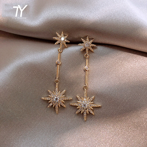 Pendientes largos de estrella de cristal para mujer, aretes largos para amigos, regalo, aretes exagerados ► Foto 1/6