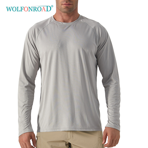 WOLFONROAD-camisetas de manga larga UPF 50 para hombre, ropa para exteriores, Anti-UV, secado rápido, protección solar, pesca, senderismo ► Foto 1/6