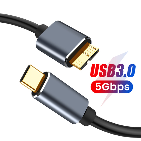 Cable USB tipo C a Micro B 3,0 de 3A, adaptador de Cable de sincronización de datos rápida de 5Gbps, Cable de datos para disco duro móvil para Macbook, tipo C ► Foto 1/6