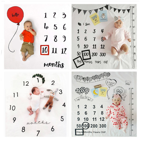 Manta de crecimiento mensual para bebé recién nacido, accesorios de fotografía, Fondo de tela para alfombra, accesorios de fotografía ► Foto 1/6
