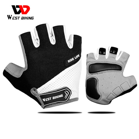 WEST ciclismo medio dedo transpirable guantes de ciclismo almohadilla antideslizante de la motocicleta MTB Guantes de bicicleta de carretera de las mujeres de los hombres guantes deportivos de ciclismo ► Foto 1/6