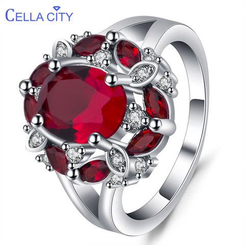 Cellacity de plata 925 anillo de encanto femenino diseñador de lujo ruby anillo zafiro aguamarina las mujeres joyería fina tamaño 6-10 ► Foto 1/6