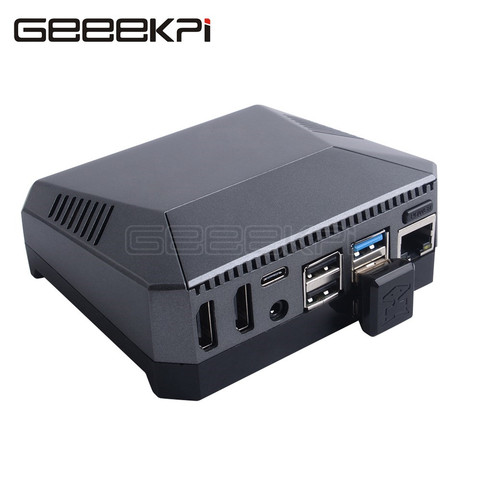 GeeekPi-funda de argón ONE M.2 para Raspberry Pi 4 Modelo B M.2 SATA SSD a placa USB 3,0, compatible con carcasa de aluminio con ventilador incorporado UASP ► Foto 1/6