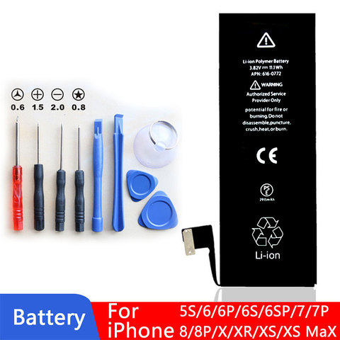 Batería de teléfono para iPhone 5S 6 6S 6P 6SP 7 8 Plus X XS XR XS Max, reemplazo de batería de litio integrada, calidad AAA, novedad de 100% ► Foto 1/6