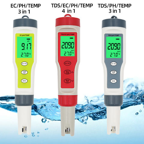 Medidor de PH de PC-101 ORP, probadores de salinidad TDS, Detector de temperatura EC, Monitor de calidad del agua, herramienta de prueba de filtro para piscina, 40% de ► Foto 1/6