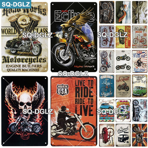 Cartel de Metal Vintage para motocicleta, placas de Metal, decoración de pared para cafetería, Pub, Club, hogar, carteles de hojalata, placa Retro, SQ-DGLZ ► Foto 1/6