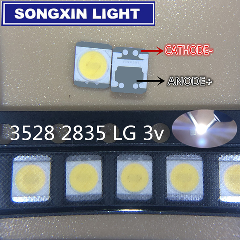 500 Uds para LG 3v de alta potencia 2835 SMD LED Diodo de televisión Super brillante Diodo SMD 1210 LED 3528 1W 100LM genial de la televisión en blanco de fondo ► Foto 1/6