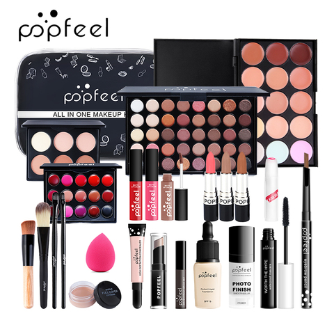 Conjunto de maquillaje de 15 20 24 uds, cosmética, conjunto, lápiz de labios, cejas, brillo, maquillaje, borla para empolvarse, con bolsa para maquillaje ► Foto 1/6