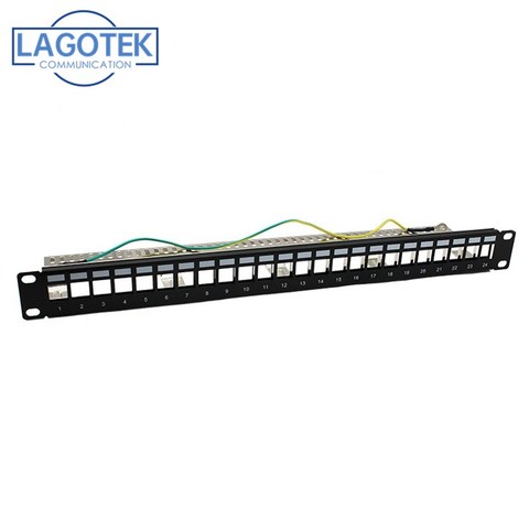 Panel de conexiones vacío FTP 24 Port RJ45, montaje en Rack completamente de metal de 19 pulgadas, apto para cable ethernet cat5e/cat6/cat6a/cat7 keystone ► Foto 1/6