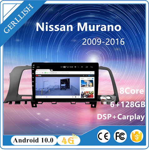 Gerllish 6GB + 128GB GPS para coche Radio con reproductor de navegador Android 9 pulgadas para Nissan Murano 2011-2016 ► Foto 1/4