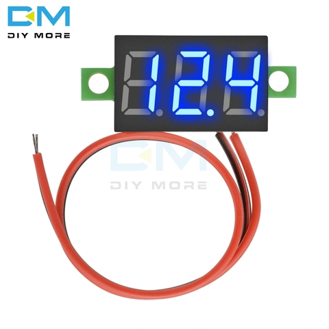 Mini voltímetro de pantalla LED de 3 dígitos, módulo de voltaje autoalimentado, CC 4,7 ~ 32V, 0,36 pulgadas, conexión de dos cables de Color azul ► Foto 1/6