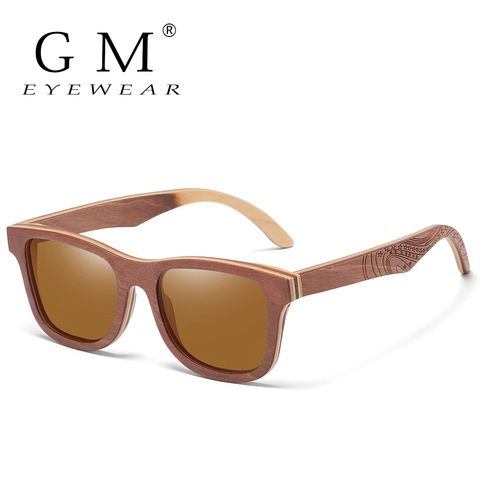 GM-Gafas De Sol polarizadas De madera para hombre, lentes De Sol polarizadas De monopatín con UV400 De diseñador, S4832 ► Foto 1/6