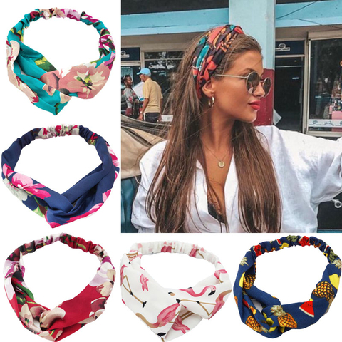 Diademas bohemias para niña y mujer, turbantes con estampado de cruz retro, cintas, bandanas, bandas para pelo, accesorios para el cabello, turbante ► Foto 1/6