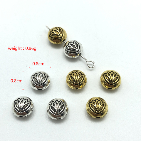 30 Uds 8mm encanto ronda cuentas de metal tallado lotus para joyería DIY pulsera hecha a mano collar de accesorios de joyería al por mayor ► Foto 1/4