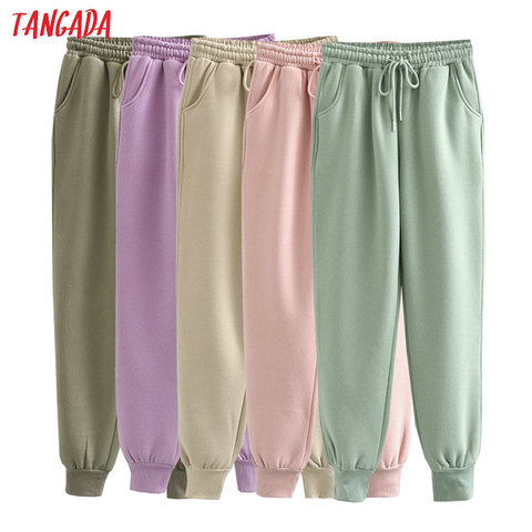 Tangada-Pantalones largos de algodón para mujer, 100% de lana gruesa, cálidos, de alta calidad, cintura elástica grande, otoño e invierno, 2022, 6L16 ► Foto 1/5