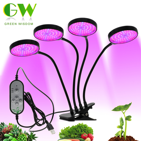 Phyto-Luz LED de cultivo de espectro completo, lámpara con temporizador, 15W, 30W, 45W, 60W, USB, Clip de escritorio, para plantas y flores, protector de cultivo ► Foto 1/6