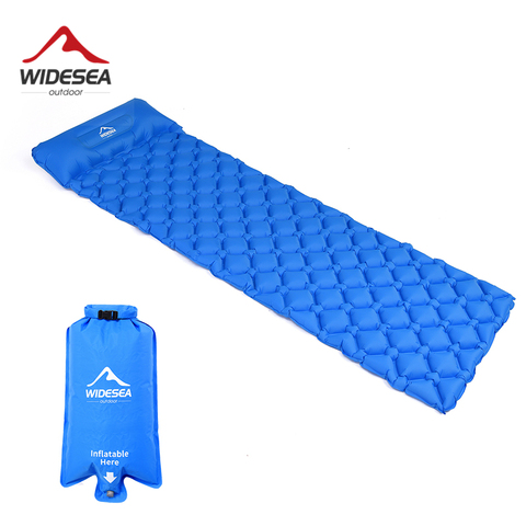 Widesea-Colchón inflable ultraligero para exteriores, esterilla con almohada para acampar o hacer senderismo, tapete para dormir con cojín, cama ► Foto 1/6