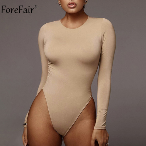 Forefair-Body informal de manga larga con cuello redondo para mujer, Top Sexy para mujer, Tops negros, blancos, caqui, otoño, primavera e Invierno ► Foto 1/6