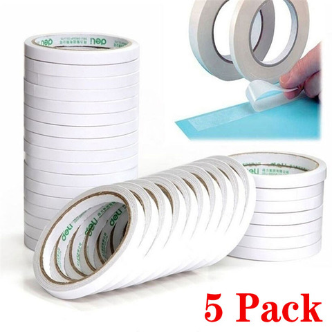 Cinta adhesiva de doble cara superfuerte para el hogar, suministros para manualidades y oficina, color blanco, 5 rollos ► Foto 1/1