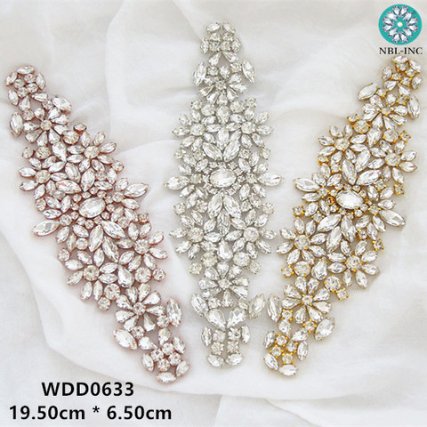 Cinturón de boda dorado con diamantes de imitación, accesorios de vestido de novia WDD0633, 1 unidad ► Foto 1/6