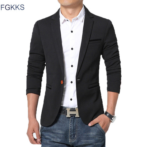 FGKKS-Chaqueta de lujo entallada para hombre, nueva moda de primavera, traje Masculino ► Foto 1/6