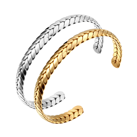 Chapado en oro brazalete pulsera de enamorado para mujer hombre de acero inoxidable, orejas de trigo mujer encantadora hombre joyería de regalo de fiesta de boda ► Foto 1/6