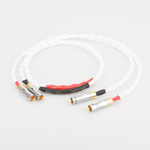 Cable de Audio de alta fidelidad para dispositivos audiófilo, conector de Audio de alta fidelidad, color plata pura, 100%, RCA dorado, A082 ► Foto 1/6