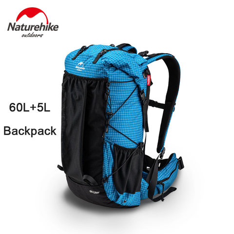 Naturehike-mochila Rock de gran capacidad, bolsa de almacenamiento de viaje, ultraligera, para deporte de senderismo, con cubierta impermeable, 60 + 5L, 1,16 kg, nueva ► Foto 1/6