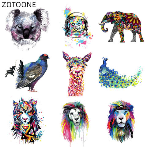 ZOTOONE-Parches de hierro para planchar en la ropa, parches de animales coloridos, Parche de León de dibujos animados para niños, pegatina térmica, aplique DIY D ► Foto 1/6