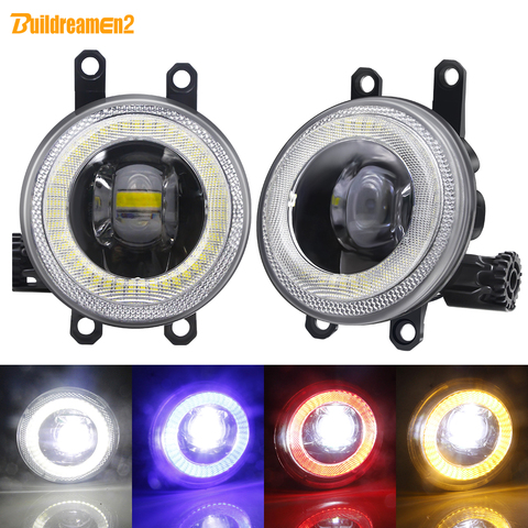 Ojo de Ángel de la luz de niebla del coche LED frontal lámpara de niebla DRL para Toyota Land Cruiser Prado Camry Prius C-HR CHR Tundra Sienna Avalon Solara ► Foto 1/6