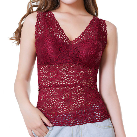 Camiseta sin mangas con cuello en V y almohadilla en el pecho para mujer, camiseta sin mangas de Color liso ► Foto 1/6