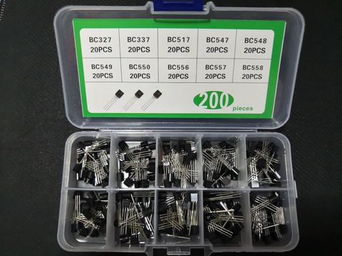 1 caja de 200 Uds = 10 valores * 20 piezas Uds kit de transistores clasificar conjunto BC327/BC337/BC517/BC547/BC548/BC549/BC550 BC556/BC557/BC558 mezcla de paquete ► Foto 1/3