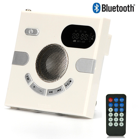 JINSERTA de pared altavoz inteligente Bluetooth Mini reproductor de música Radio FM con auriculares Jack control remoto soporte tarjeta TF disco USB ► Foto 1/6