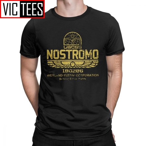 Camiseta Vintage de Aliens Nostromo con Logo dorado para hombre, Camiseta de algodón con cuello redondo del 100, camiseta de Weyland Yutani CORP ► Foto 1/6